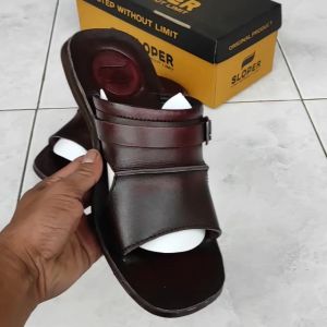 Sandal Slop Pria Kulit Sapi 100% Sampai Alas Pijak nya Model Selop Gesper Hand Made Brand SLOPER