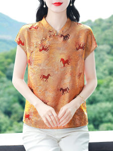 DAIXIANGFEIZI | Silky Satin Fashionable Chinese Style Summer Blouse