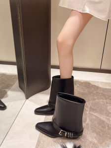 Giày Bốt Martin Phong Cách Anh Cho Nữ 2025 Mùa Thu Mới Mũi Nhọn Gót Dày Giày Bốt Tây Đen Gợi Cảm Quần Ống Ngắn