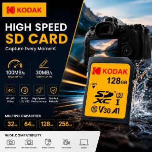 Kodak | Kodak Professional SD Card 32GB 64GB 128GB 256GB UHS-I U3 V30 100MB/s High Speed Memory Card for Camera 4K Video Photography