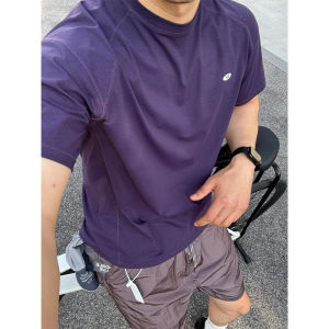 OUMULONG | Purple Dragon Scale Ice Silk Quick-Dry T-Shirt for Men Outdoor Sport Fitness Breathable