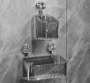 Suction Cup Storage Rack Bathroom Toilet Shelves No Need To Punch Holes Wash Basin Toiletries Cosmetic Storage Box