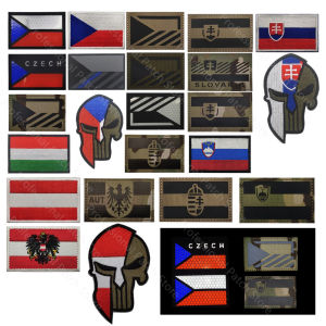 Czech RepublicSlovakiaAustriaHungarySlovenia Flag Reflective Armbands Embroidered Patches Military Morale Badge Hook&loop