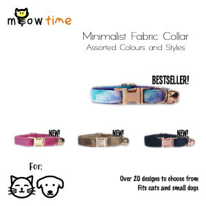 MeowTime: Minimalist Fabric Pet Collar Cat Collar Dog Collar with Bell