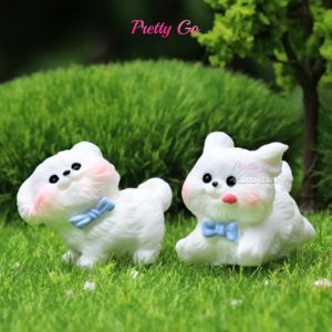 Miniatur Anjing Lucu Ornamen Pajangan Bentuk Anjing Bichon Animal Mini Cuttie Kawai Dekorasi Rumah Gift