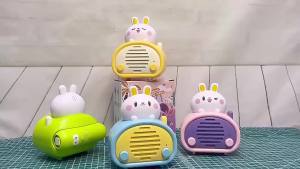 Kids Rabbit Microphone Toy Wireless Connection Karaoke Microphone Early Education Speaker with Songs Stories for Boys Girls Gift