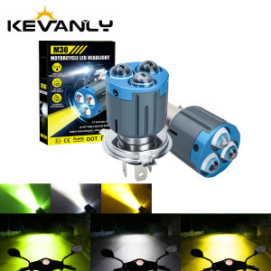 1pc 3Lens H4 LED BA20D H6 Motorcycle Driving Lights Doul Color Hi/Low Beam 18SMD Highlight ATV UTV Motorcycle Accessories 12V