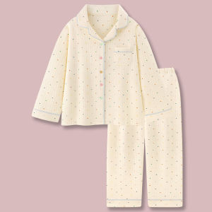 Japanese Style Pure Cotton Flannel Sleepwear Set Womens Home Clothes Three-Layer Warmth Sandwich Cotton Long Sleeve Sweater