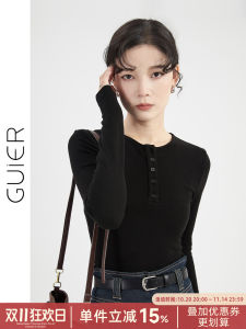 Soft Cotton Knitwear Slim Fit round Neck Base Layer Top for Women Black Comfortable Stretchy Inner Wear Casual Fashion