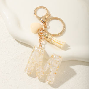 Ms. Alphabet Initial Letter Keychain Cute Valentines Day gifts with hearts and tassels Key Chain Backpack Car Hanging Pendant