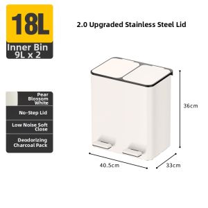 GAOK | Kitchen Dry Wet Separation Garbage Bin Stainless Steel