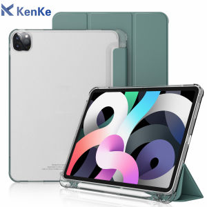 KENKE iPad case Anti-bend cover With pencil slot Frosted transparent case for ipad 2022 M2 Pro 11 iPad Pro 12.9 （2020/2021/2022）Transparent back cover Smart protective case