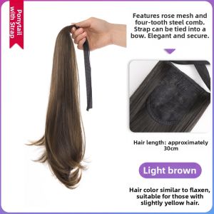 Snap-on Ponytail Hairpiece Natural Slightly Curly Braided