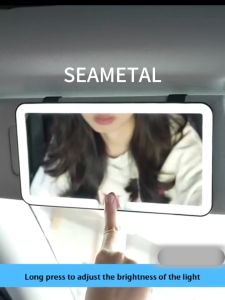 SEAMETAL Cermin Makeup Dengan Lampu Mobil LED Layar Sentuh Dapat Disesuaikan Untuk Sun Visor Mobil
