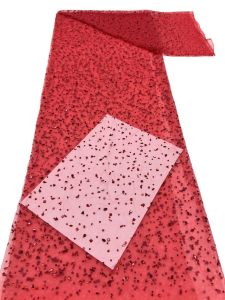 OLEVO | Super Exquisite Beads Sequin Tule Lace Hot Sale High Quality African Nigerian Sequins Mesh Lace Fabric For Evening Party Dress