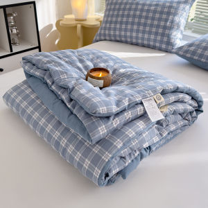 Washable Summer Quilt Small Grid Cream Style Air Conditioner Quilt Dormitory Single Thin Quilt Core Spring Autumn Core Polyester Fiber