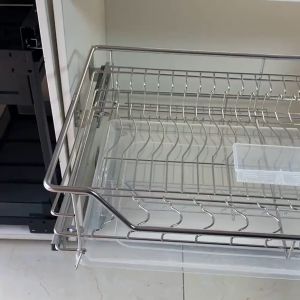 Pull Basket Tray Organizer 304 Thicken for Kitchen Cabinet stainless Steel Metal 2 Layers pull out basket