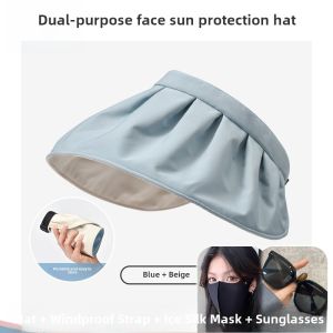 High-End Foldable Shell Sun Hat Womens Large Brim UV Protection Hat Face Covering Summer Outdoors Casual Polyester Fiber