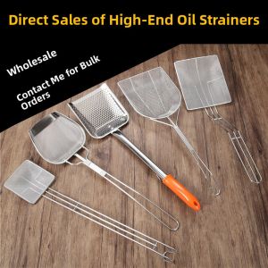 Stainless Steel Fryer Scraping Spoon Oil Filtering Net Chicken Cutlet Fried Chicken Shop Kitchen Cooking Utensils Oil Drain Tool