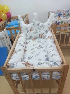 White Crib with Big Bolster Set