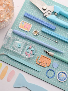 Fire Seal แสตมป์ชุดเครื่องมือมีดแกะสลักแหนบเทปสองด้าน Daisy Stirring Stick ขี้ผึ้งตัดดอกไม้ลอย Scraper Fire Seal Mat เครื่องมือขนาดเล็ก