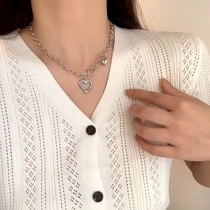 Korean Heart Pendant Necklace Women Necklace Vintage Fashion Necklace Simple Jewelry