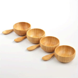 Eco-Friendly Bamboo Facial Mask DIY Kit with Measuring Bowl & Spoon Hypoallergenic Chemical-Free Home Spa Set