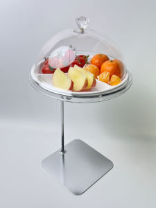 Transparent Acrylic Fruit Display Stand Sample Tryout Shelf Cake Sampling Table Promotional Showcase Luxury Style Buffet Use