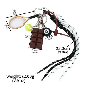 Y2K Sports Style Bag Charm Keychain Chocolate Billiard Pendant Keychain for Backpack Trendy Rope Accessory For Women Bag Jewelry