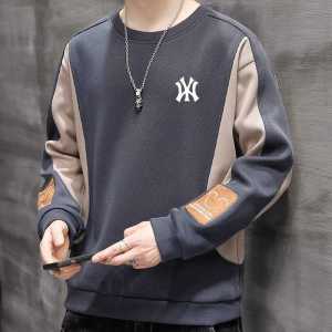Casual round Neck Long Sleeve Mens Sweatshirt Spring Autumn Fashionable Versatile Base Layer Top Youth Style Handsome Color Block