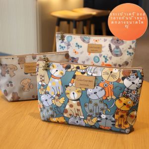กระเป๋าเครื่องสำอางพกพาความจุขนาดใหญ่ กันน้ำ ลายดอกไม้ กระเป๋าใส่ของใช้ในห้องน้ำสำหรับการเดินทาง กระเป๋าเครื่องสำอางลายการ์ตูน