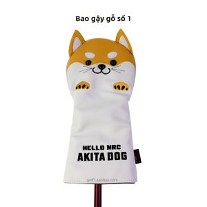 Dominant | Bao Đậy Gậy Golf Thêu Hình AKITA PUPU Hoạt Hình