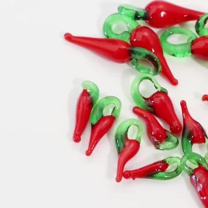 10-20 Chiếc Ớt Đỏ Lampwork Kính Hạt Charm Mặt Dây Làm Đồ Trang Sức Tự Làm - Bông Tai Vòng Cổ Móc Khóa Phụ Kiện
