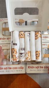 Hộp 5 Cái Khăn Sữa Sợi Tre 4 Lớp Cao Cấp CUNCON - Kích thước 27x27 cm - Kháng khuẩn - Mềm mại - Thấm hút tốt