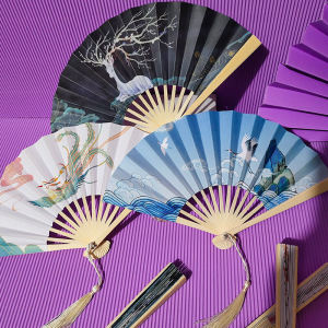 Miniature Foldable Bamboo Fan 4.5 Inch Portable Photography Props Traditional Ming Dynasty Style Hand-Painted Illustration Paper Fan
