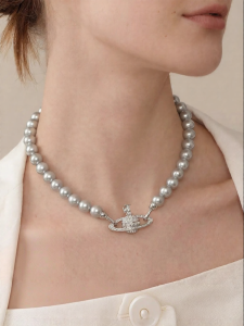 YISHU | Pearl Choker Necklace Black