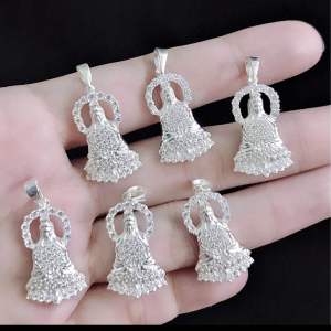 Mặt dây chuyền bạc quan âm Bồ tát đính đá ( không dây)