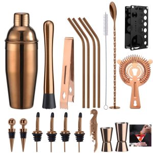 Cocktail Shaker Set 20PCS Bartender Kit with Stand Mixology Bar Set Drink Mixer Set with Essential Accessory Tool Recipe Booklet