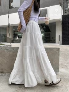 Váy Dài Chữ a Cạp Cao Kiểu Bánh Kem Cho Nữ Mùa Xuân 2025 Phong Cách Mới Thanh Lịch Đa Năng Váy Dài Xếp Ly