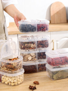 กล่องเก็บเครื่องปรุงรสระดับอาหารสำหรับใช้ในครัว กล่องแยกชั้น กล่องเก็บพริกแห้ง กระป๋องปิดเครื่องปรุงรส ป้องกันการรั่วไหล