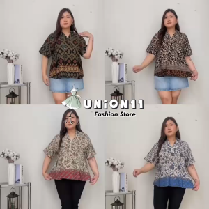 UNION11  -  ATASAN BIGSIZE JUMBO BATIK XXXL WANITA LD 116 / BAJU KERJA JUMBO WANITA KAWUNG / PURA