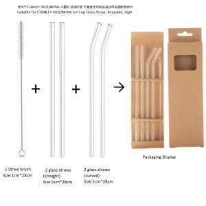 12 inch thick high-temperature resistant high borosilicate glass straw replacement part suitable for STANLEY 40oz