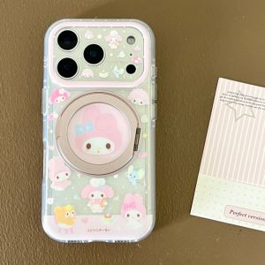 Sanrio | 360 ° Rotate Magnetic Stand Pink Chef Melody Phone Case For iphone 18 Pro Max 17 16 15 14 18Pro Wireless Charge Shockproof Cover