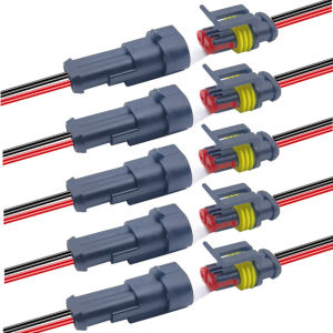 1/2/3/4Pin Automotive Waterproof Connectors 10Pcs/5Sets Male Female Pre-Wired Electrical Terminal Plug for Car Motorcycle Marine