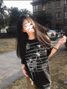 Street Hip Hop Spider พิมพ์เสื้อยืดแขนสั้นผู้หญิงฤดูร้อนออกแบบหลวมใหม่ Cool Casual เสื้ออินเทรนด์