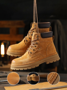 Genuine Leather Mens Work Boots High Tops For Autumn