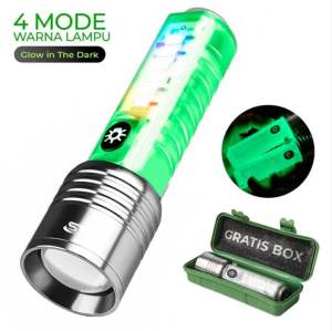 Lampu Senter Transparan Viral Super Terang Magnet Zoom in out Cas 8 Mode Warna 30W Waterproof Flashlight 520A