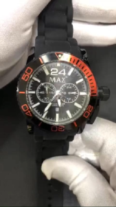 MAX Chamaeleo Special Edition Quartz Chronograph Black Steel 3 Interchangeable Silicone Strap Mens Watch 48mm 5-MAX567