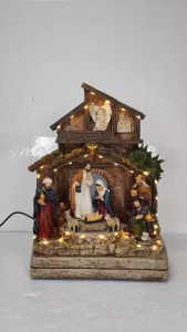 D&D Home FC610 Nativity Scene with Lights and Figures for Christmas Decoration