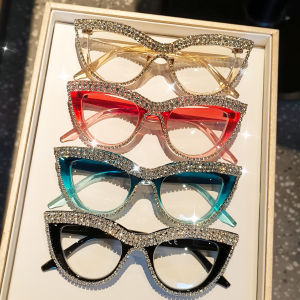 Elegant Fashion Glasses with Rhinestone - Cat Eye Frame Perfect for Formal Events Eyewear